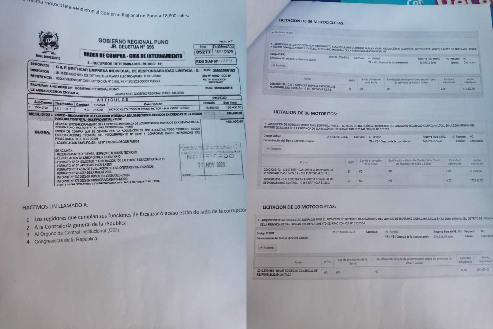 Denuncian sobrevaloración en compra de motos 